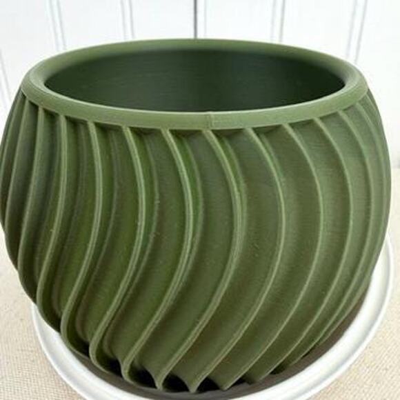 The Sonar Planter, Indoor Flower Pot, Tabletop Planter, Swirl Pattern - Picture 6 of 12